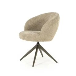 Draaibare Eetkamerstoel Alissa Bouclé - Taupe - Loft24.nl