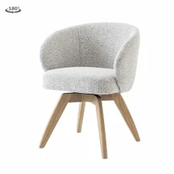 Draaibare Eetkamerstoel Brescia Bouclé - Lichtgrijs - Loft24.nl