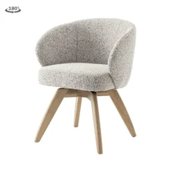 Draaibare Eetkamerstoel Brescia Bouclé - Beige - Loft24.nl
