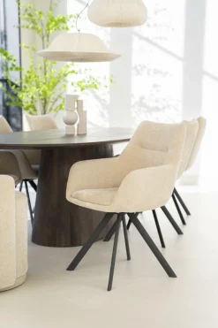 Draaibare Eetkamerstoel Bliss met armleuning- Taupe - Loft24.nl