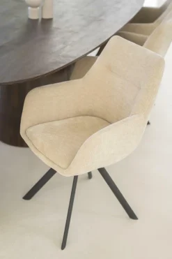 Draaibare Eetkamerstoel Bliss met armleuning- Taupe - Loft24.nl
