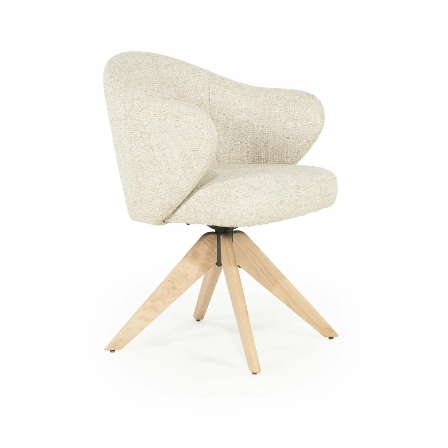 Draaibare Eetkamerstoel Connor Eiken onderstel kleur Beige - Loft24.nl