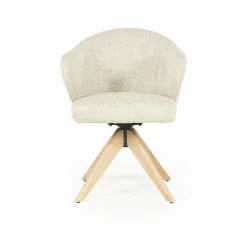 Draaibare Eetkamerstoel Connor Eiken onderstel kleur Beige - Loft24.nl