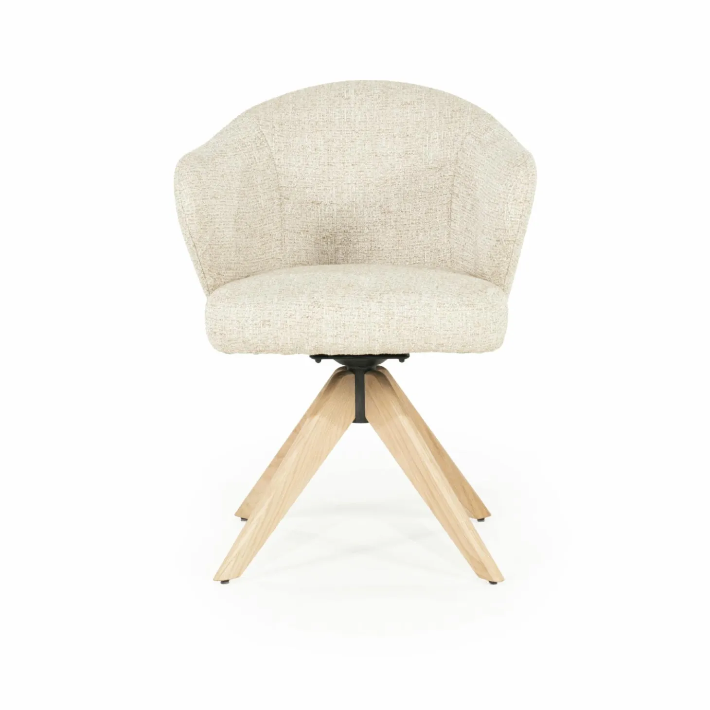 Draaibare Eetkamerstoel Connor Eiken onderstel kleur Beige - Loft24.nl