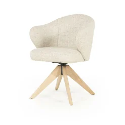 Draaibare Eetkamerstoel Connor Eiken onderstel kleur Beige - Loft24.nl