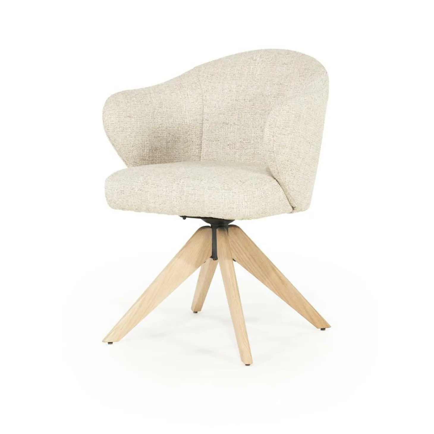 Draaibare Eetkamerstoel Connor Eiken onderstel kleur Beige - Loft24.nl
