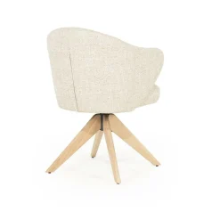 Draaibare Eetkamerstoel Connor Eiken onderstel kleur Beige - Loft24.nl