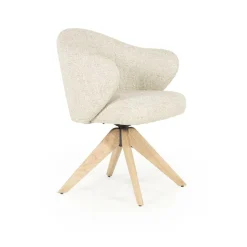 Draaibare Eetkamerstoel Connor Eiken onderstel kleur Beige - Loft24.nl
