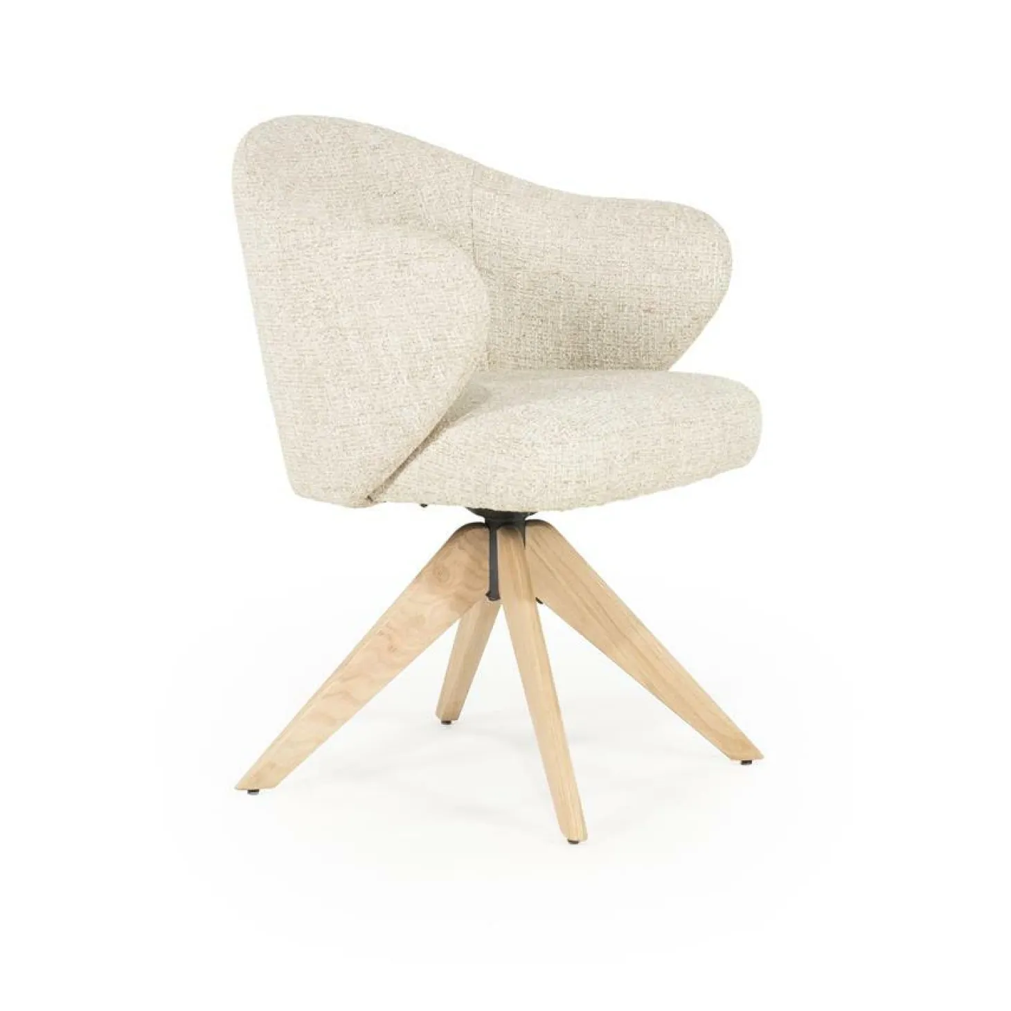 Draaibare Eetkamerstoel Connor Eiken onderstel kleur Beige - Loft24.nl