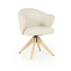 Draaibare Eetkamerstoel Connor Eiken onderstel kleur Beige - Loft24.nl