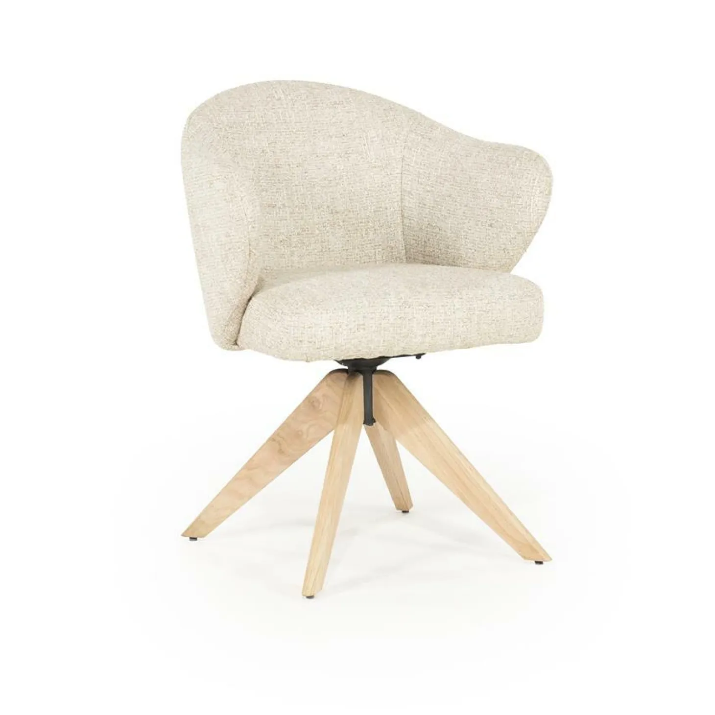 Draaibare Eetkamerstoel Connor Eiken onderstel kleur Beige - Loft24.nl