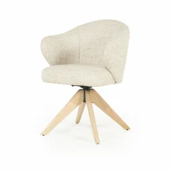 Draaibare Eetkamerstoel Connor Eiken onderstel kleur Beige - Loft24.nl