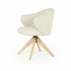 Draaibare Eetkamerstoel Connor Eiken onderstel kleur Beige - Loft24.nl