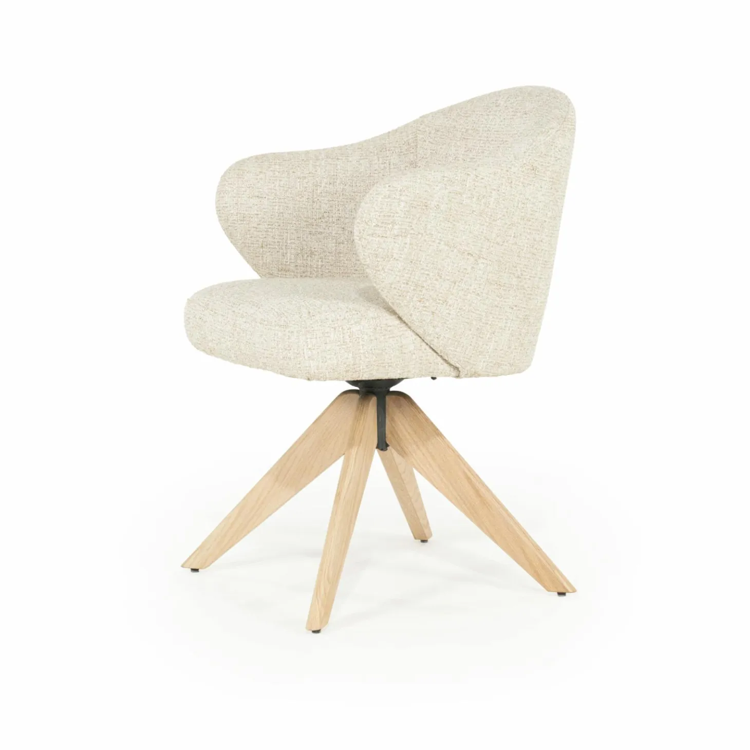 Draaibare Eetkamerstoel Connor Eiken onderstel kleur Beige - Loft24.nl