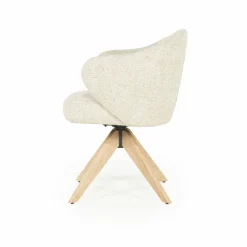 Draaibare Eetkamerstoel Connor Eiken onderstel kleur Beige - Loft24.nl