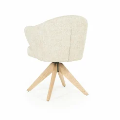 Draaibare Eetkamerstoel Connor Eiken onderstel kleur Beige - Loft24.nl