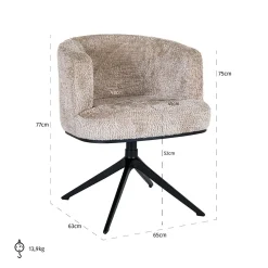 Draaibare Eetkamerstoel Cheyenne Lovely kleur Beige - Loft24.nl