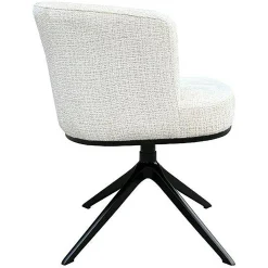 Draaibare Eetkamerstoel Cheyenne Chenille kleur Off White - Loft24.nl