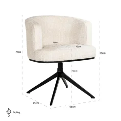 Draaibare Eetkamerstoel Cheyenne Chenille kleur Off White - Loft24.nl