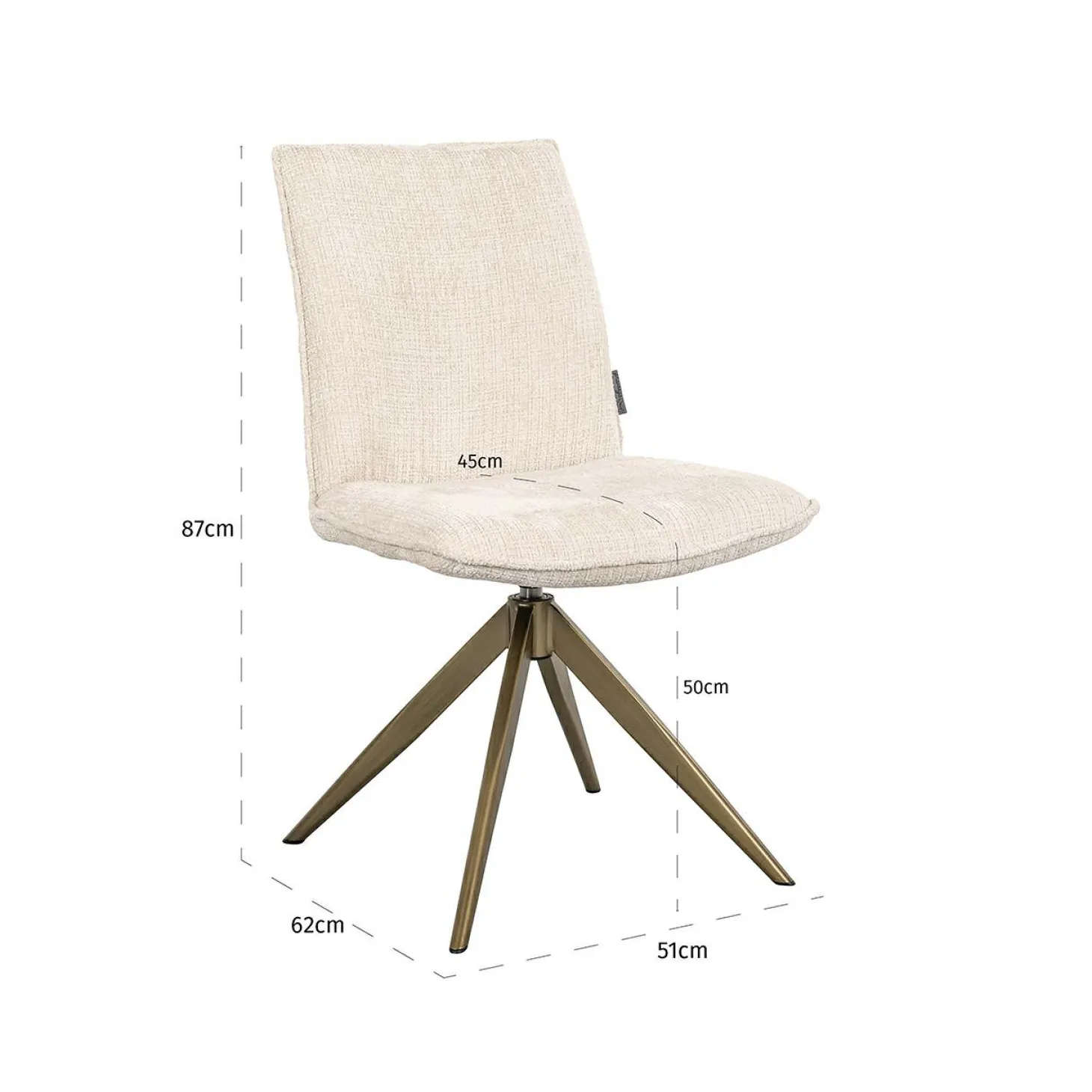 Draaibare Eetkamerstoel Dakota Chenille kleur Beige - Loft24.nl