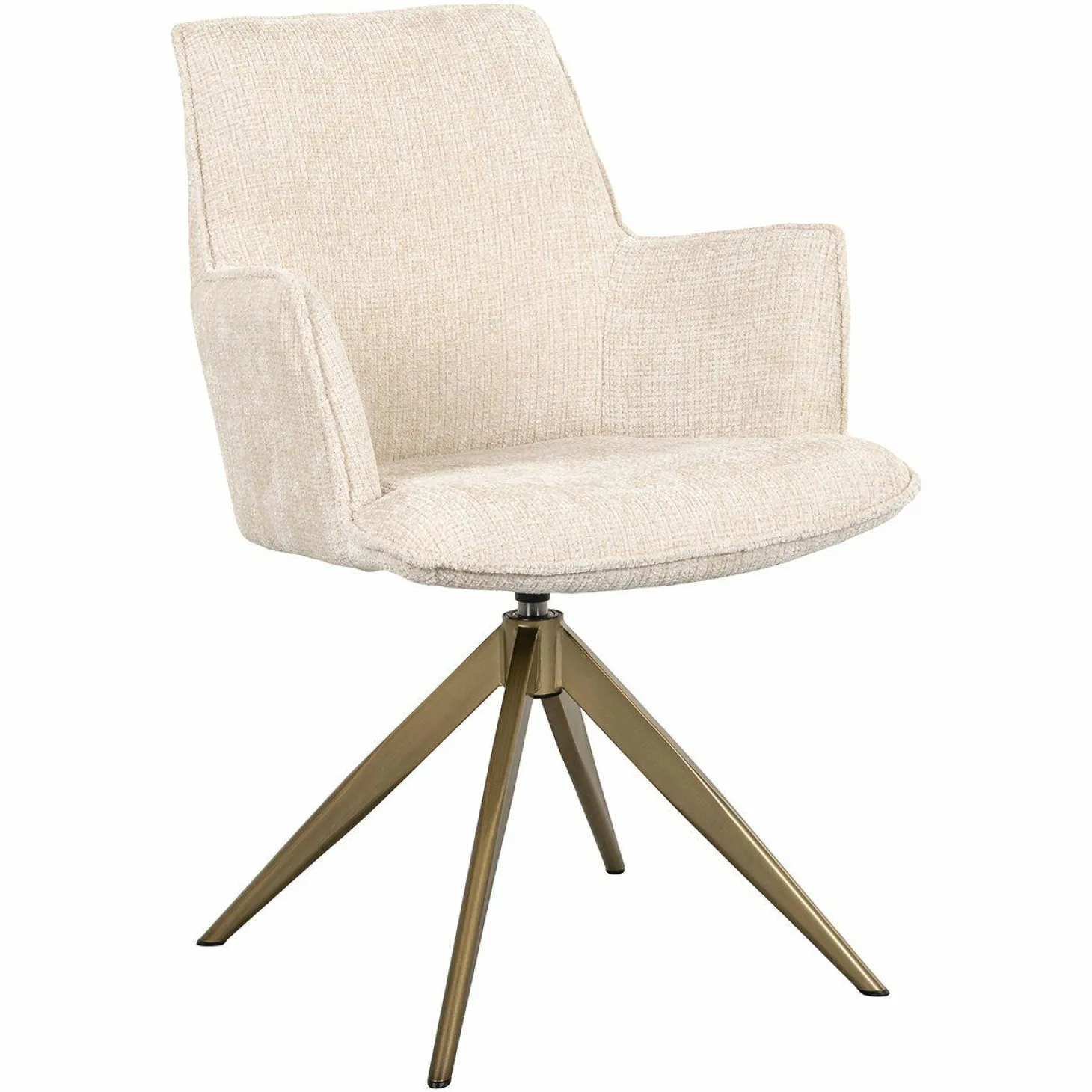 Draaibare Eetkamerstoel Dakota Met armleuning Chenille kleur Beige - Loft24.nl