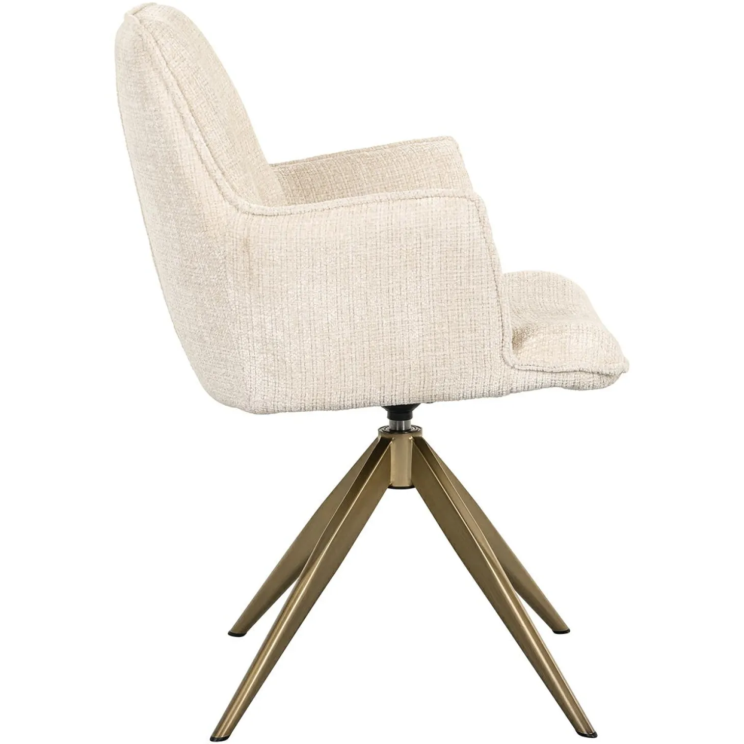 Draaibare Eetkamerstoel Dakota Met armleuning Chenille kleur Beige - Loft24.nl
