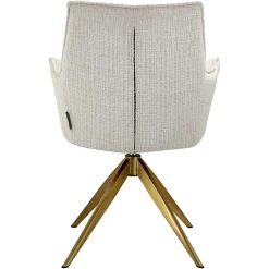 Draaibare Eetkamerstoel Dakota Met armleuning Chenille kleur Beige - Loft24.nl
