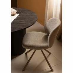 Draaibare Eetkamerstoel Femke Bouclé - Naturel - Loft24.nl