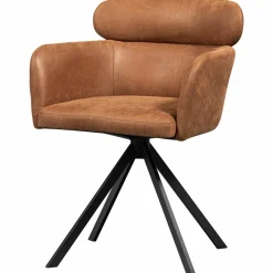 Draaibare Eetkamerstoel Fenne Lederlook - Cognac - Loft24.nl