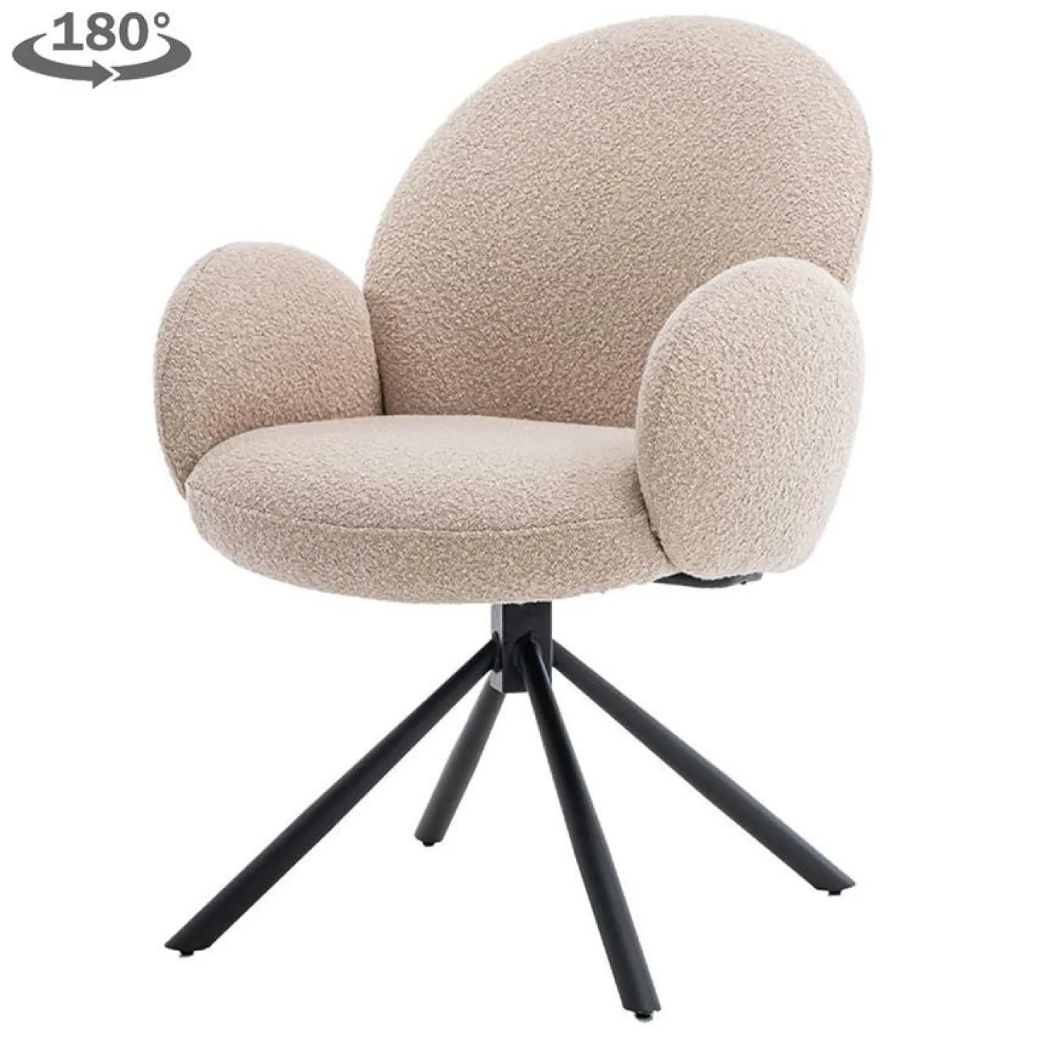 Draaibare Eetkamerstoel Imola Bouclé - Beige - Loft24.nl