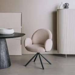 Draaibare Eetkamerstoel Imola Bouclé - Beige - Loft24.nl