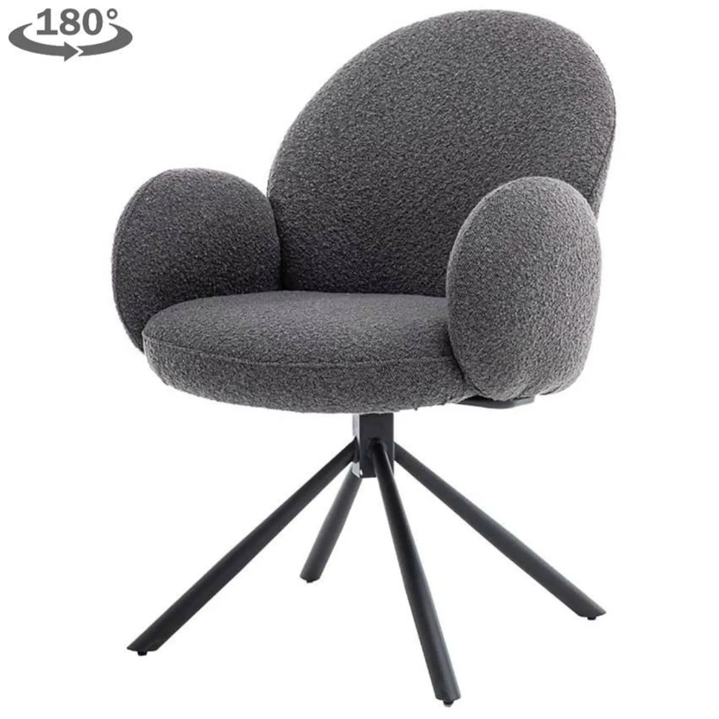 Draaibare Eetkamerstoel Imola Bouclé - Antraciet - Loft24.nl