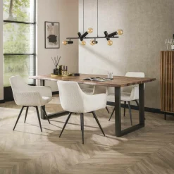 Draaibare Eetkamerstoel Lara - Bouclé Wit - Loft24.nl