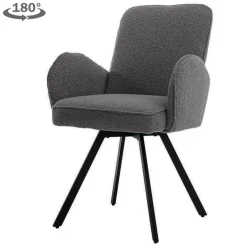 Draaibare Eetkamerstoel Livo Bouclé - Antraciet - Loft24.nl