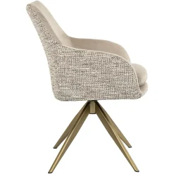 Draaibare Eetkamerstoel Lisonne Velvet en stof kleur Khaki/Naturel - Loft24.nl