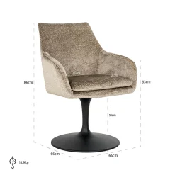 Draaibare Eetkamerstoel Marlon Chenille - Loft24.nl