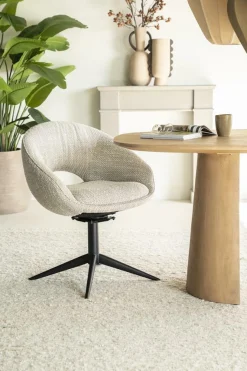Draaibare Eetkamerstoel Nol Bouclé - Taupe - Loft24.nl
