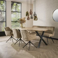 Draaibare Eetkamerstoel Pull - Champagne Velours - Loft24.nl