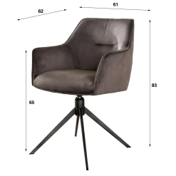 Draaibare Eetkamerstoel Pull - Champagne Velours - Loft24.nl