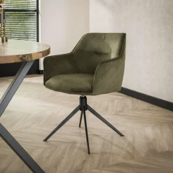 Draaibare Eetkamerstoel Pull - Groen Velours - Loft24.nl
