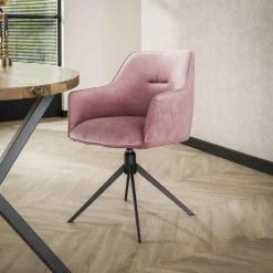 Draaibare Eetkamerstoel Pull - Roze Velours - Loft24.nl