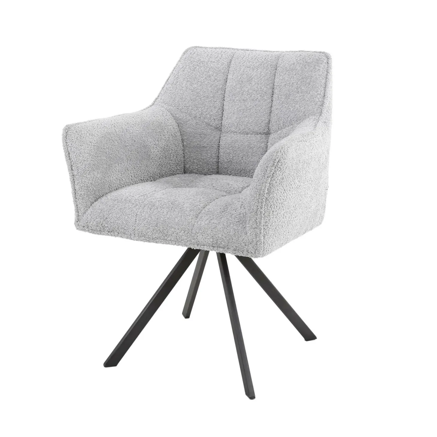 Draaibare Eetkamerstoel Raster - Bouclé Zilver - Loft24.nl