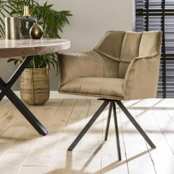 Draaibare eetkamerstoel Raster Velvet - Champagne - Loft24.nl