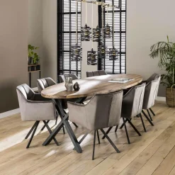 Draaibare eetkamerstoel Raster Velvet - Antraciet - Loft24.nl