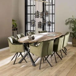 Draaibare Eetkamerstoel Raster Velvet – Groen - Loft24.nl