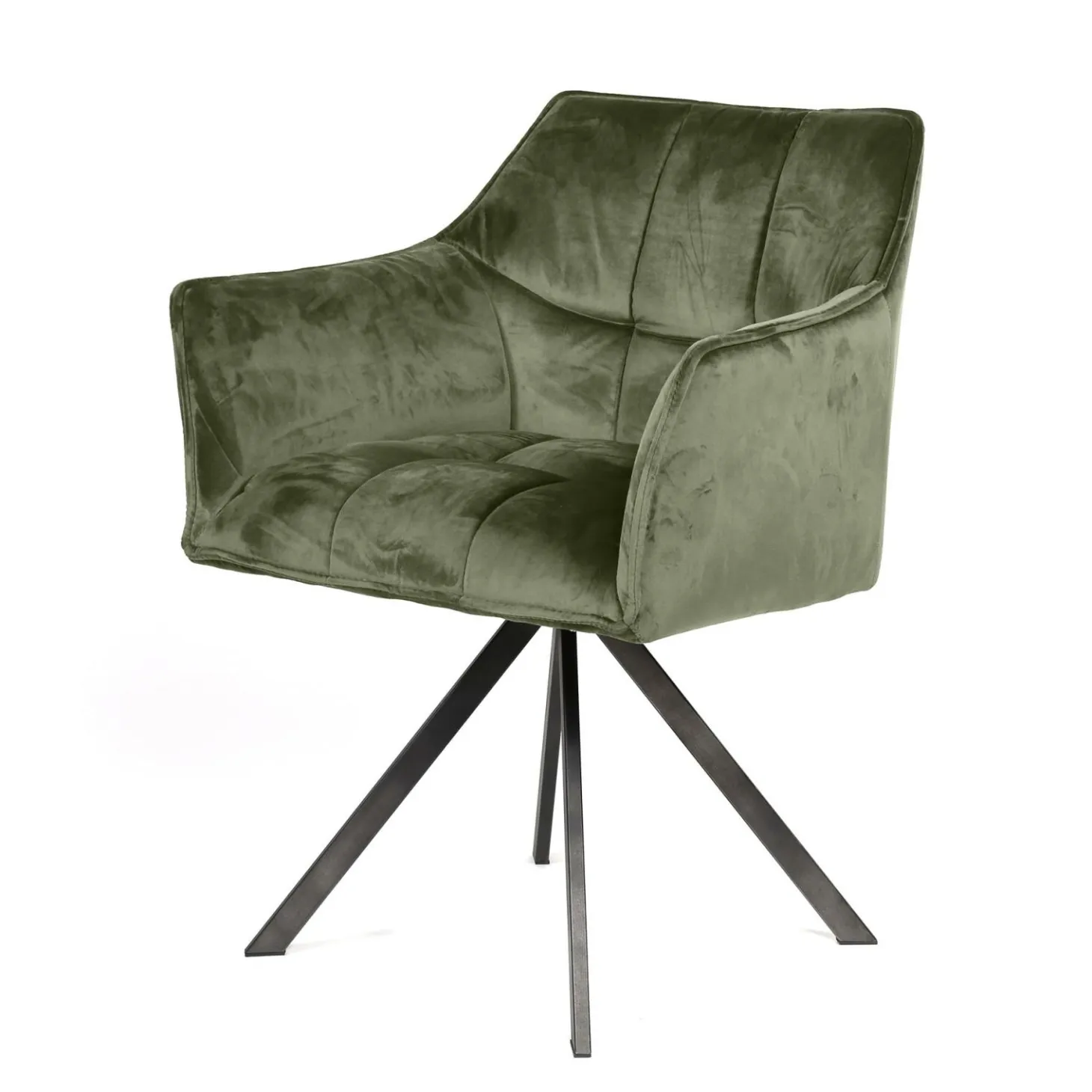 Draaibare Eetkamerstoel Raster Velvet – Groen - Loft24.nl
