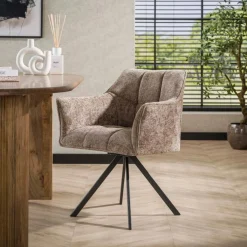 Draaibare Eetkamerstoel Raster Velvet – Rich Champagne - Loft24.nl