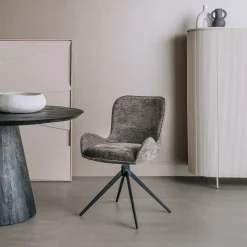Draaibare Eetkamerstoel Sora Chenille - Antraciet - Loft24.nl