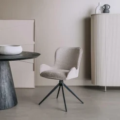 Draaibare Eetkamerstoel Sora Chenille - Zand - Loft24.nl
