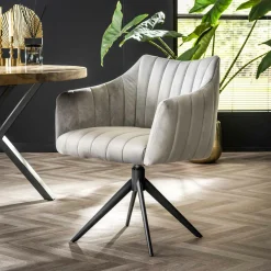 Draaibare Eetkamerstoel Velvet Cinema - Zilver Velours - Loft24.nl